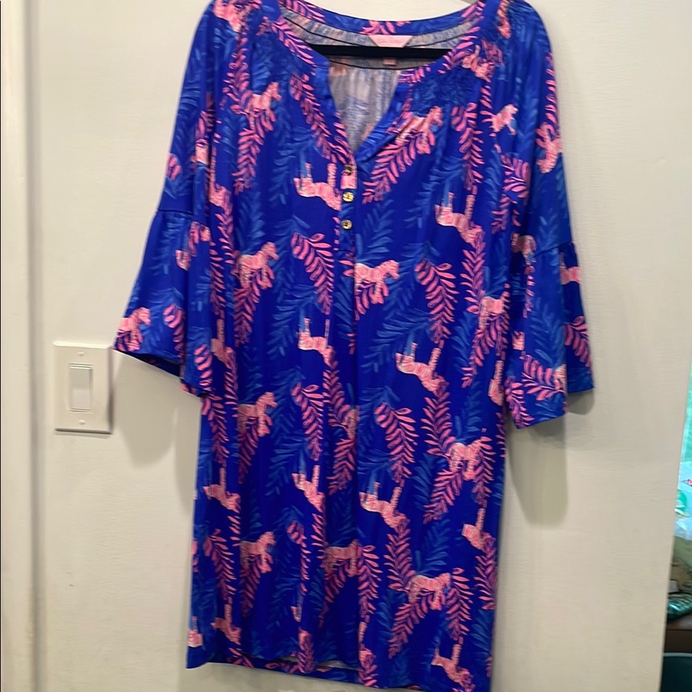 Lilly Pulitzer purple and pink zebra print dress.  Sz L